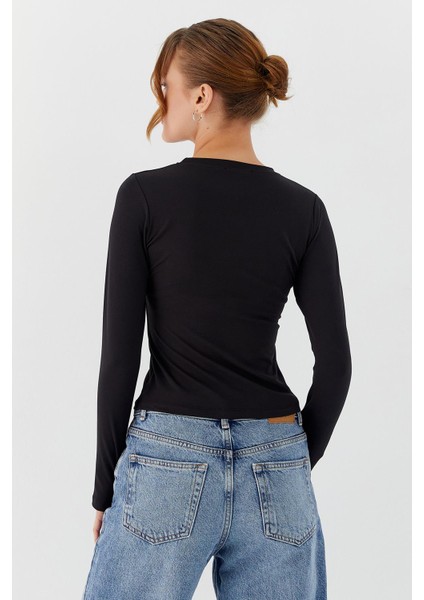 Parmak Geçmeli Body Sıyah