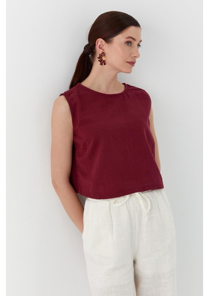 Keten Bluz Bordo fiyatları