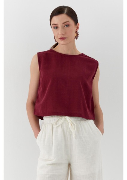 Keten Bluz Bordo modelleri