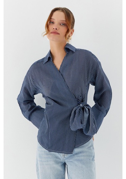Çizgili Bağlamalı Gömlek Lacı