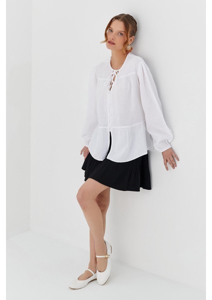 Bağlamalı Müslin Gömlek Beyaz fiyatları