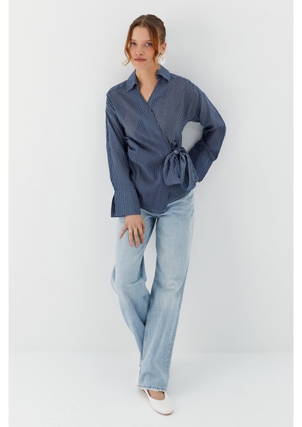 Çizgili Bağlamalı Gömlek Lacı modelleri