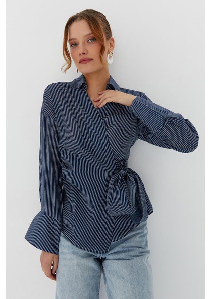 Çizgili Bağlamalı Gömlek Lacı fırsatları