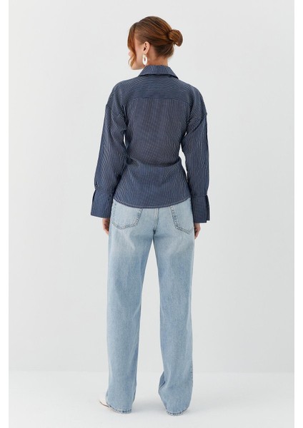 Çizgili Bağlamalı Gömlek Lacı indirimleri