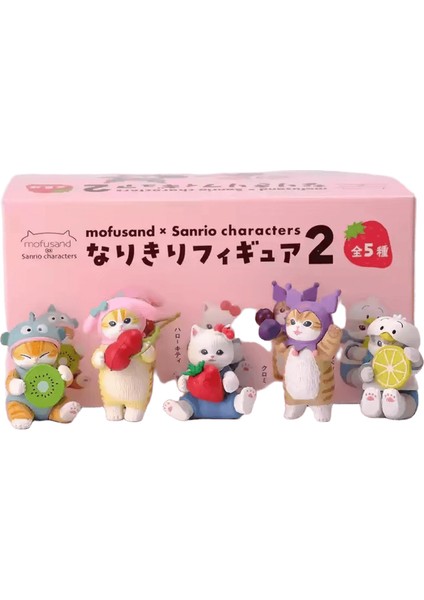 Yeni Sıcak Mofuseands Kedi Figürü Kör Kutu Sanrio Aksiyon Figürü Mofusand Cross-Dressing Hellokitty Kuromi Bebek Modeli Dekor Hediyerenk: 5 Kutudan Oluşan Bir Set (Yurt Dışından)