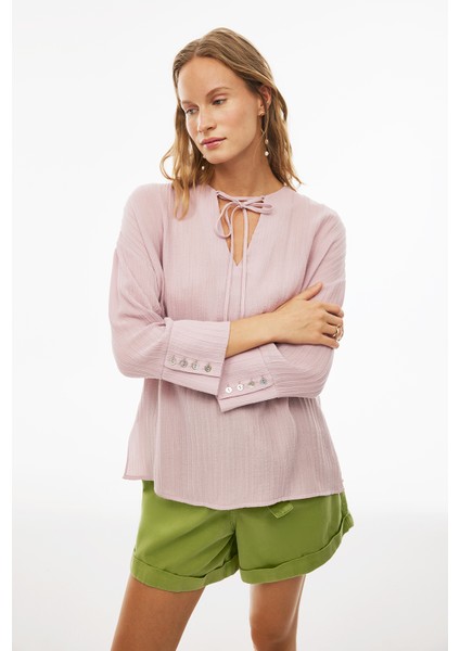 Altres Regular Fit Standart Boy Gül Kurusu Renk Kadın Bluz modelleri