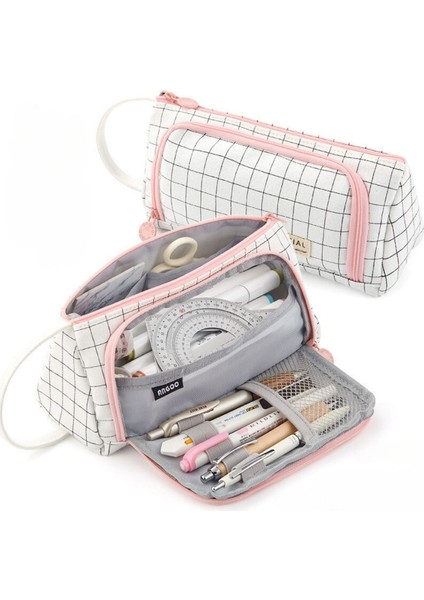 Kalem Kutusu Seyahat Kırtasiye Aksesuar Makyaj Çantası Masa Düzenleyici - Beyaz Renk fiyatları