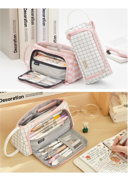 Kalem Kutusu Seyahat Kırtasiye Aksesuar Makyaj Çantası Masa Düzenleyici - Beyaz Renk modelleri