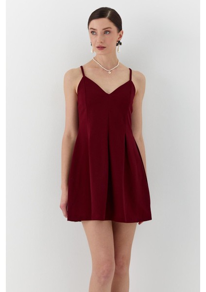 Ip Askılı Elbise Bordo