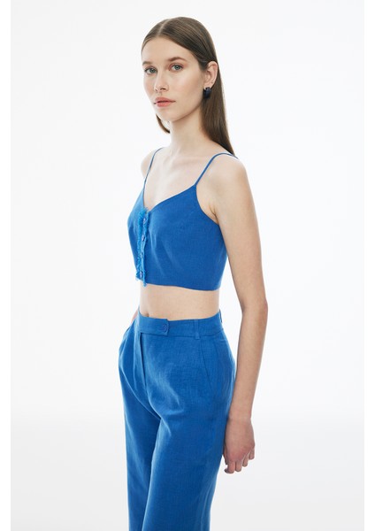 Celans Regular Fit Crop Boy Askılı Saks Renk Kadın Bluz fiyatları