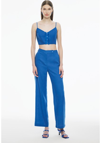Celans Regular Fit Crop Boy Askılı Saks Renk Kadın Bluz modelleri