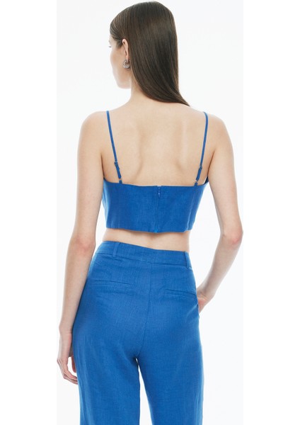 Celans Regular Fit Crop Boy Askılı Saks Renk Kadın Bluz indirimleri