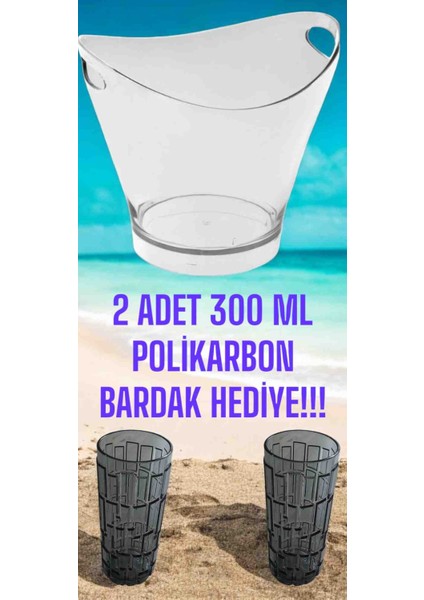 6 Litrelik San Buz Kovası ( 2 Adet 300 ml Füme , Kırılmaz, Çizilmez, Polikarbon Plastık Bardak Hediyedir ) fiyatları