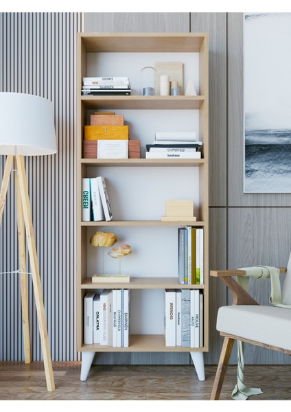 Kitaplık Marbella - Parlak Beyaz 5 Raflı Açık Kitaplık fiyatları