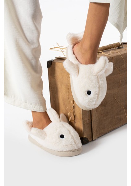 Kadın Kalın Tabanlı Içi Kürklü Sıcak Astarlı Köpek Balığı Figürlü Ev Terliği Sessiz Taban fiyatları