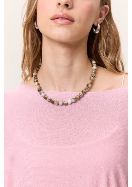 Reçine Boncuk Kolye Kahverengi