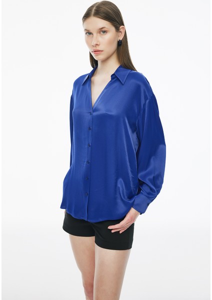 Clarys Regular Fit Standart Boy Takma Kol V-Yaka Bej Renk Kadın Gömlek modelleri