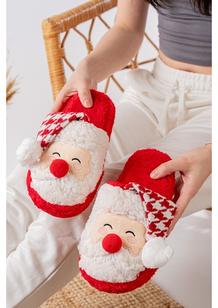 Noel Baba Yılbaşı Terliği Ev Pandufu Ev Terliği Misafir Terliği