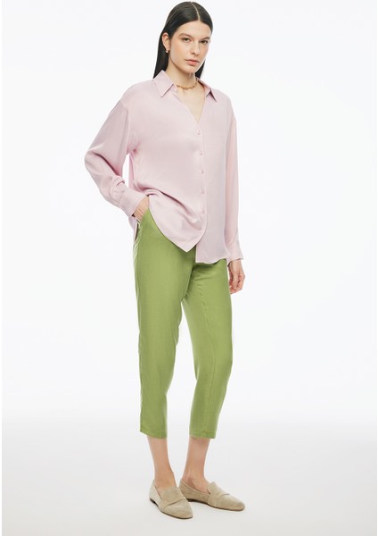 Clarys Regular Fit Standart Boy Takma Kol V-Yaka Pembe Renk Kadın Gömlek fiyatları