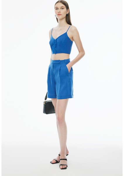 Celans Regular Fit Saks Renk Kadın Şort