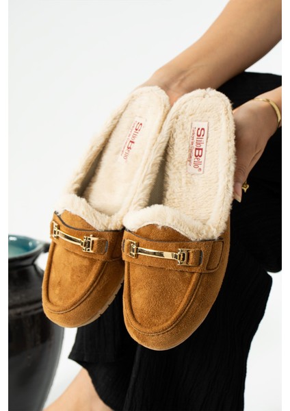 Kadın Babet Toka Detaylı Içi Kürklü Şık Rahat Ortopedik Günlük Terlik