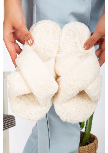 Kadın Ev Terliği Çapraz Bantlı Misafirlik Çeyizlik Eva Taban Terlik