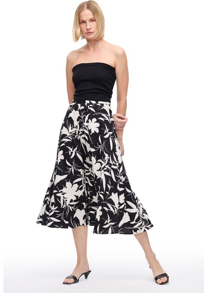 Siyah Beyaz Resort Regular Fit Midi Boy Etek