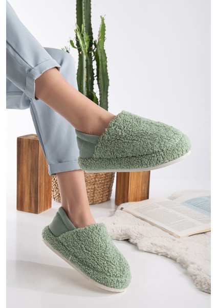 Kuzu Kumaş Yünlü Sessiz Taban Lastikli Kadın Ev Ayakkabısı Ev Botu Panduf fiyatları