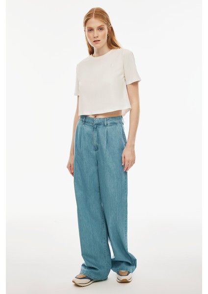 Kelins Regular Fit Crop Boy Bisiklet Yaka Pembe Renk Kadın Tişört fiyatları