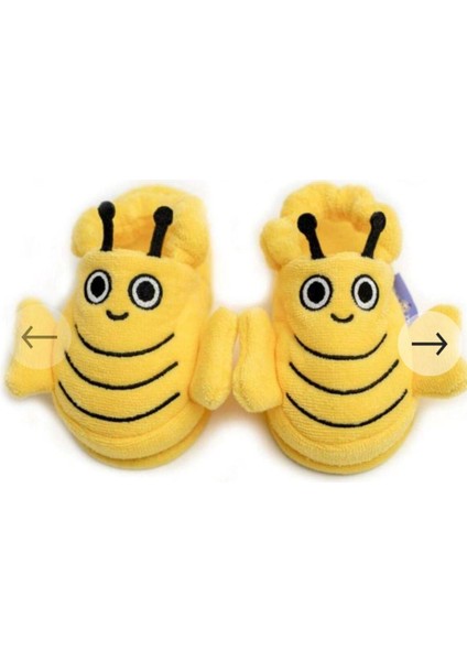 Arı Figürlü Çocuk ve Bebek Panduf Kaydırmaz Taban Ev Ayakkabısı