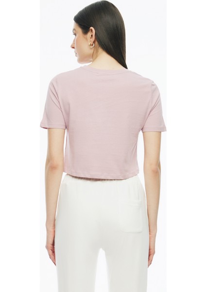 Kelins Regular Fit Crop Boy Bisiklet Yaka Pembe Renk Kadın Tişört indirimleri