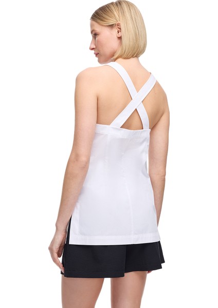 Beyaz Albas Regular Fit V-Yaka Bluz
