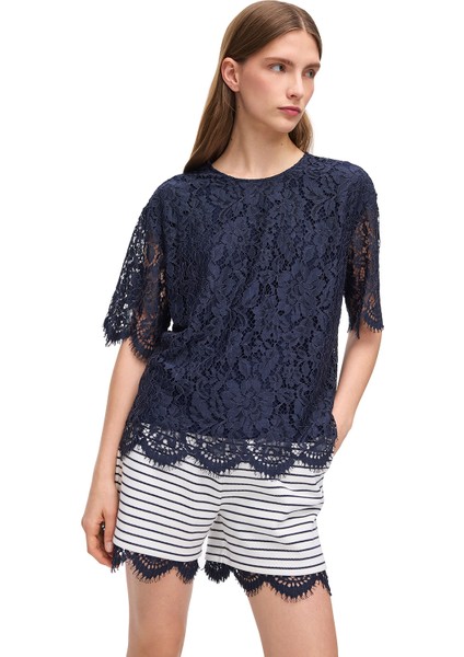 Lacivert Krasta Regular Fit Bisiklet Yaka Bluz fiyatları