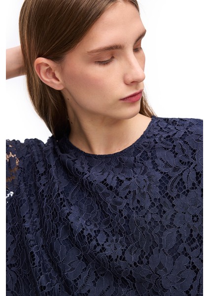 Lacivert Krasta Regular Fit Bisiklet Yaka Bluz modelleri