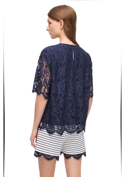 Lacivert Krasta Regular Fit Bisiklet Yaka Bluz fırsatları