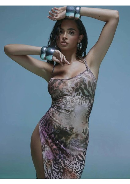 Phoebe Yırtmaç Detaylı Uzun Elbise modelleri