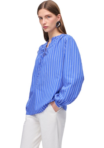 Saks Metz Rahat Kalıp Bisiklet Yaka Çizgili Bluz fiyatları