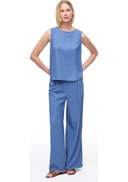 Mavi Torp Regular Fit Yuvarlak Yaka Bluz