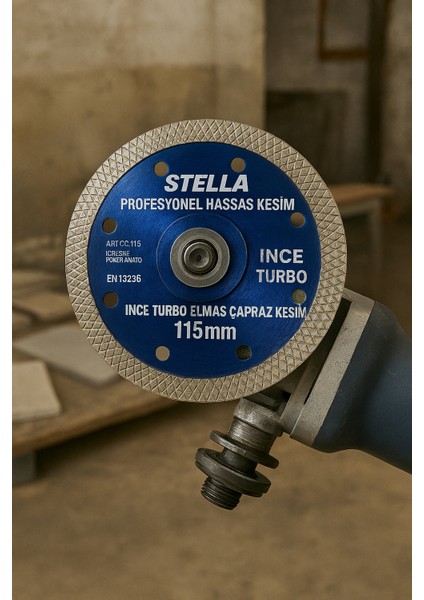 PROFESYONEL HASSAS KESİM İNCE TURBO ELMAS ÇAPRAZ KESİM FAYANS KESİCİ 115MM