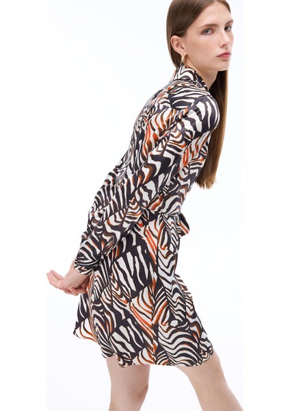 Suadade Regular Fit Zebra Desenli Mini Boy Çok Renkli Elbise