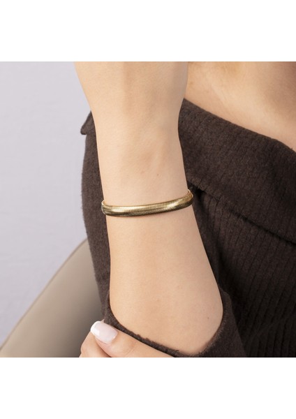Gold Renk Balık Sırtı Model Çelik Bileklik NUR-CB00025