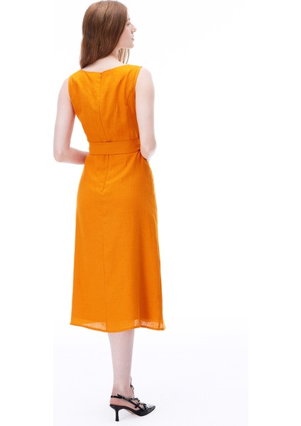 Turuncu Akars Regular Fit Midi Boy Elbise