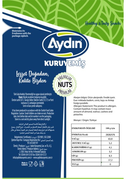 Kuruyemiş Çiğ Fındık 500 gr