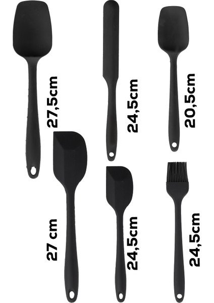 15675 Kitchenmate Juan Black 6 Parça Silikon Spatula Seti Siyah