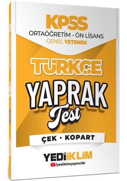 Yediiklim 2026 Kpss Ortaöğretim Ön Lisans Türkçe Çek Kopart Yaprak Test