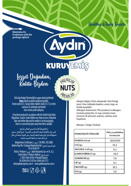 Kuruyemiş Siirt Fıstık 1000 gr