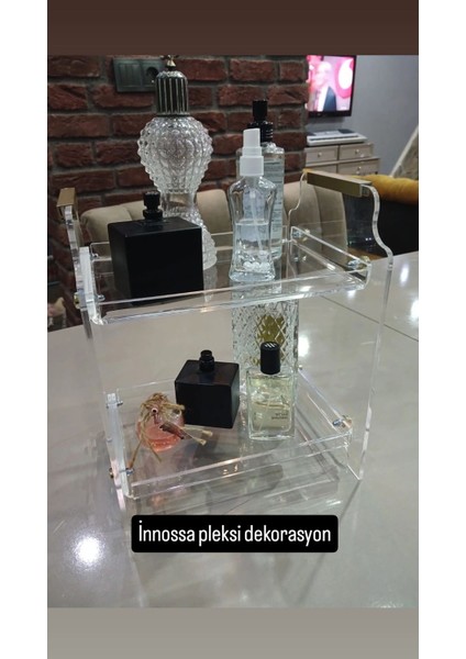 5 mm Şeffaf Pleksi Organizer Altın Kulp ve Somun Detaylı