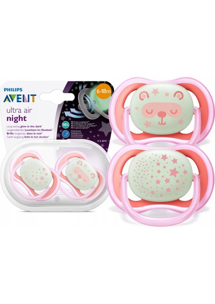SCF376/22 Ultra Air Night Karanlıkta Parlar Gece Emziği 6-18 ay Kız