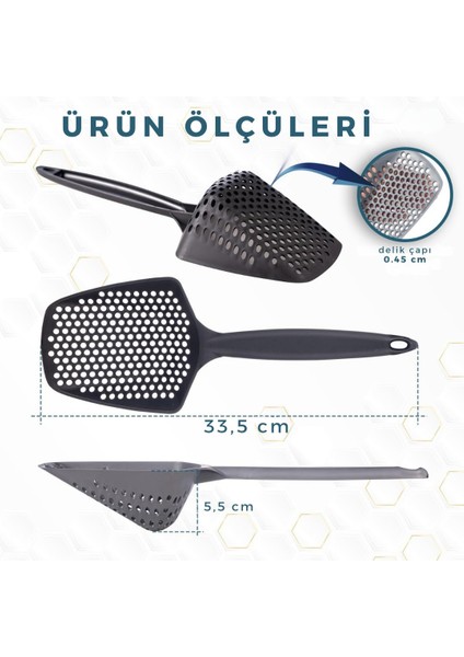Küçük Delikli Kedi Kumu Eleme Küreği, Ince Taneli Dar Aralıklı Pet Tuvalet Temizleme Eleği Süzgeç