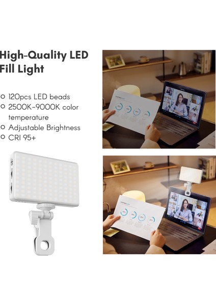 Cepte Takılabilir LED Video Işığı 2500K - 9000K Parlaklık Ayarlanabilir Gömülü Pil (Yurt Dışından)